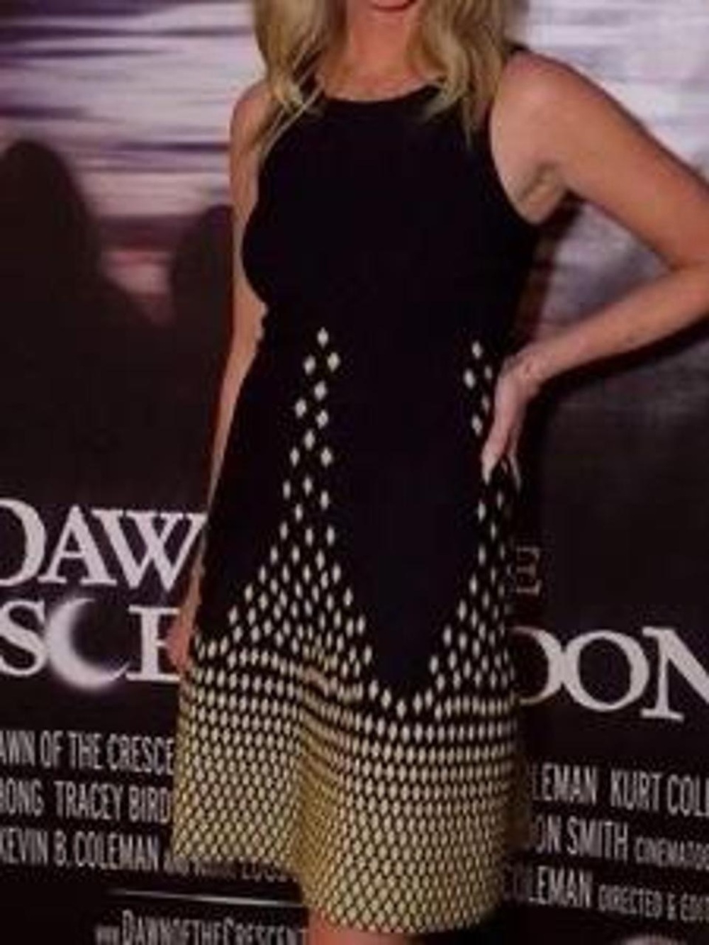 Black and gold knit  Patterned Sleeveless Dress - Women's